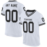 Custom White Black-Gray Mesh Authentic Throwback Football Jersey