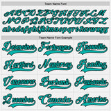 Custom White Aqua-Black Hockey Lace Neck Jersey