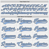 Custom White Light Blue-Steel Gray Hockey Lace Neck Jersey