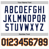 Custom White Navy Gold-Orange Authentic Throwback Baseball Jersey