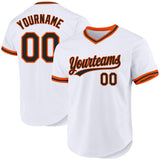 Custom White Black-Orange Authentic Throwback Baseball Jersey