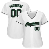 Custom White Black-Green Authentic Baseball Jersey
