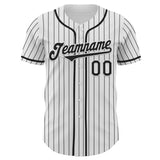 Custom White Black Pinstripe Black Authentic Baseball Jersey