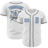 Custom White Light Blue-Steel Gray Authentic Baseball Jersey