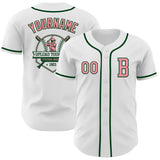 Custom White Medium Pink-Green Authentic Baseball Jersey