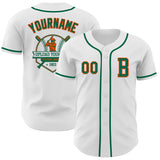 Custom White Kelly Green-Orange Authentic Baseball Jersey