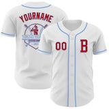 Custom White Red-Light Blue Authentic Baseball Jersey