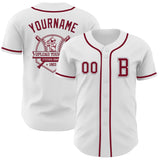 Custom White Crimson-Gray Authentic Baseball Jersey