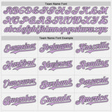 Custom White Light Purple-Steel Gray Authentic Baseball Jersey