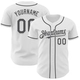 Custom White Steel Gray Authentic Baseball Jersey