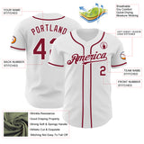 Custom White Crimson Authentic Baseball Jersey