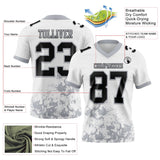 Custom White Black-Gray Splash Mesh Authentic Football Jersey