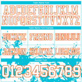 Custom White Lakes Blue-Orange Splash Mesh Authentic Football Jersey
