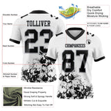 Custom White Black-Gray Splash Mesh Authentic Football Jersey