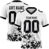 Custom White Black-Gray Splash Mesh Authentic Football Jersey