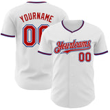 Custom White Red-Royal Authentic Baseball Jersey