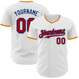 Custom White Red Royal-Gold Authentic Baseball Jersey