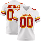 Custom White Red-Gold Mesh Authentic Football Jersey