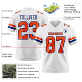 Custom White Orange-Royal Mesh Authentic Football Jersey