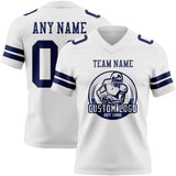 Custom White Navy Mesh Authentic Football Jersey