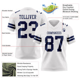 Custom White Navy Mesh Authentic Football Jersey