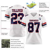 Custom White Navy-Red Mesh Authentic Football Jersey