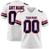Custom White Navy-Red Mesh Authentic Football Jersey
