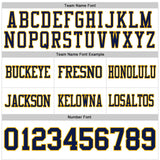 Custom White Navy-Gold Mesh Authentic Football Jersey