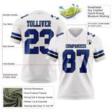 Custom White Royal-Black Mesh Authentic Football Jersey