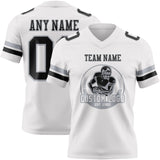 Custom White Black-Gray Mesh Authentic Football Jersey