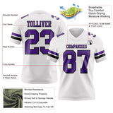 Custom White Purple-Black Mesh Authentic Football Jersey