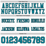 Custom White Teal-Black Mesh Authentic Football Jersey