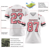 Custom White Medium Pink-Black Mesh Authentic Football Jersey