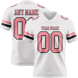 Custom White Medium Pink-Black Mesh Authentic Football Jersey