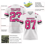Custom White Pink-Black Mesh Authentic Football Jersey