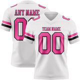 Custom White Pink-Black Mesh Authentic Football Jersey