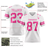 Custom White Pink Mesh Authentic Football Jersey