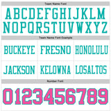 Custom White Pink-Aqua Mesh Authentic Football Jersey