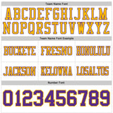 Custom White Purple-Gold Mesh Authentic Football Jersey