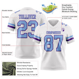 Custom White Light Blue-Purple Mesh Authentic Football Jersey