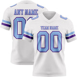 Custom White Light Blue-Purple Mesh Authentic Football Jersey