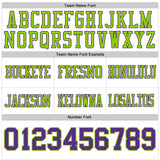Custom White Purple-Neon Green Mesh Authentic Football Jersey