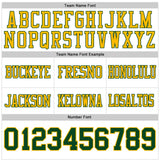 Custom White Green-Gold Mesh Authentic Football Jersey