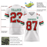 Custom White Red-Kelly Green Mesh Authentic Football Jersey