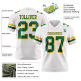 Custom White Kelly Green-Gold Mesh Authentic Football Jersey