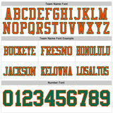 Custom White Kelly Green-Orange Mesh Authentic Football Jersey