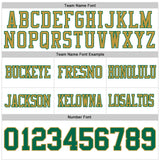 Custom White Kelly Green-Old Gold Mesh Authentic Football Jersey