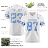 Custom White Light Blue Mesh Authentic Football Jersey