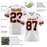 Custom White Brown-Orange Mesh Authentic Football Jersey