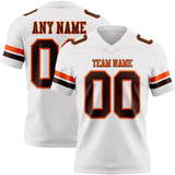 Custom White Brown-Orange Mesh Authentic Football Jersey